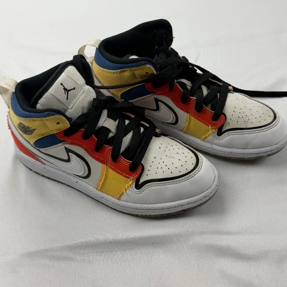 Jordan Air Jordan 1 Mid SE DIY Kids 2.5Y White Red Yellow Blue DV1318-100